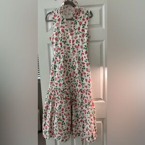 J.Crew strawberry motif midi  collared dress. size 8, NWT